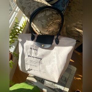 Longchamp Le Pliage Large Blush Pink Black Trim | Made in France | Rare Script